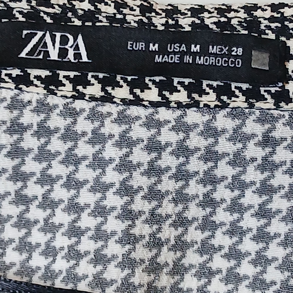 Zara Women M Houndstooth Wrap Mini Dress Old Money Dark Academia Black White - Picture 4 of 10